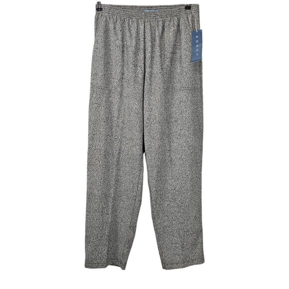 Koret Straight Leg Cosmopolitan Black And White Pull On Sweatpants Joggers NEW - Picture 1 of 6